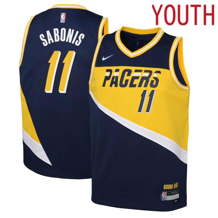 Youth Indiana Pacers 11 Domantas Sabonis Nike Navy City Edition Swingman NBA Jersey